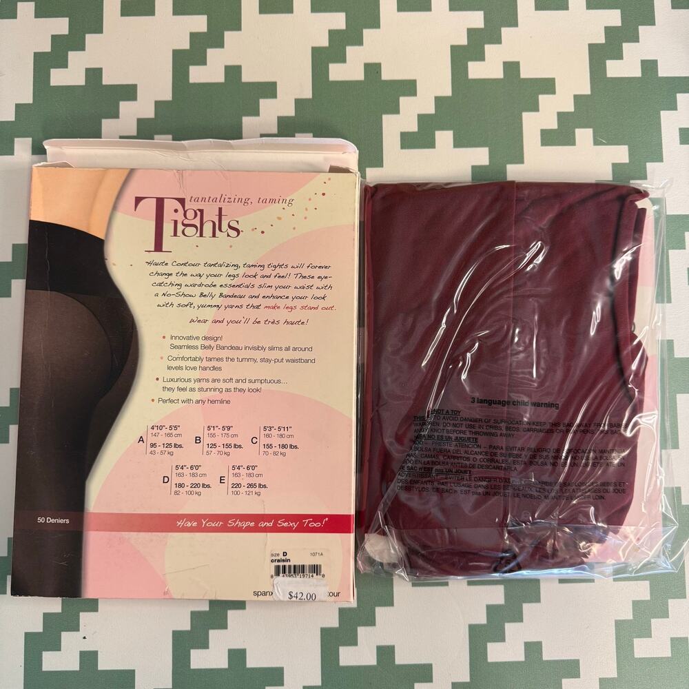 Spanx Haute Contour Tights Pantyhose Hosiery Craisin Maroon Wine Size D NWT - Picture 4 of 4